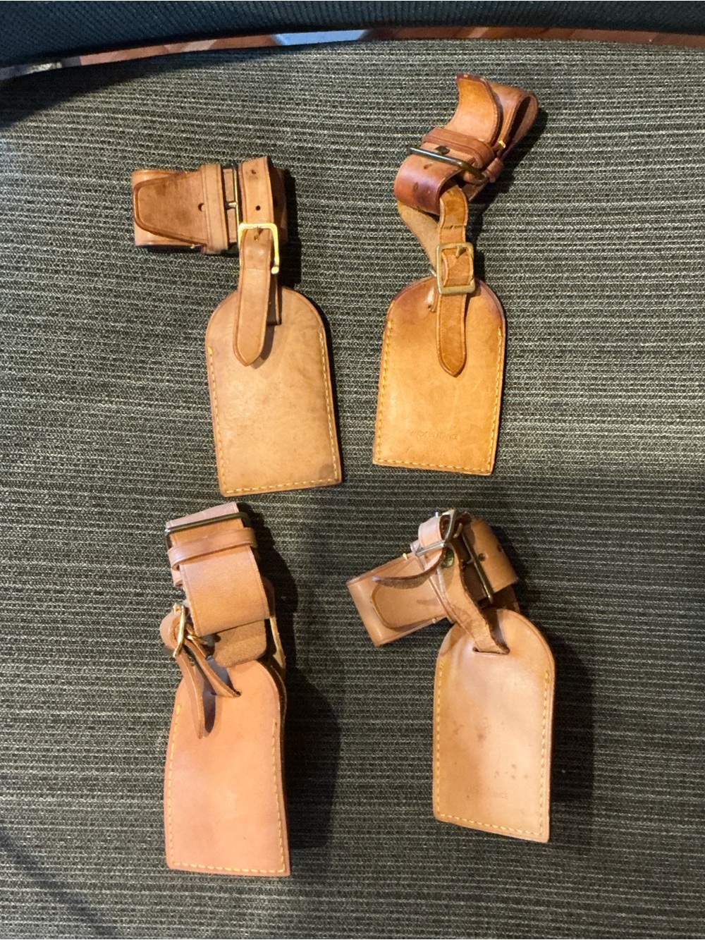 Louis Vuitton Tan Leather Luggage Tags (Set of 4) Fair Condition - Picture 2 of 2